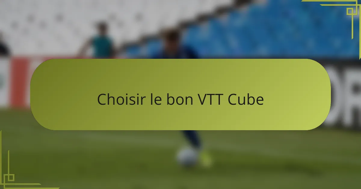 Choisir le bon VTT Cube