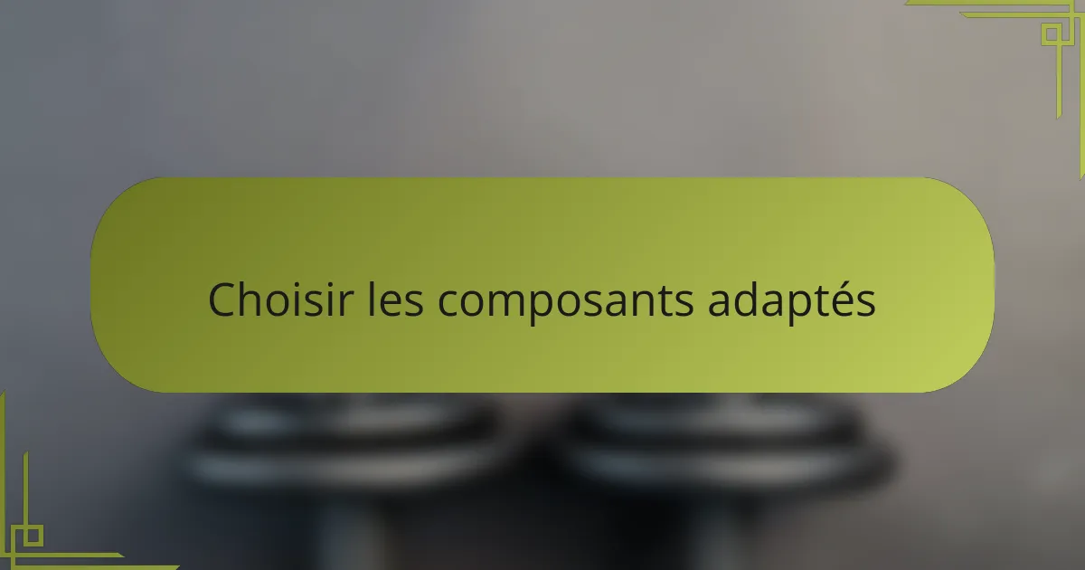 Choisir les composants adaptés