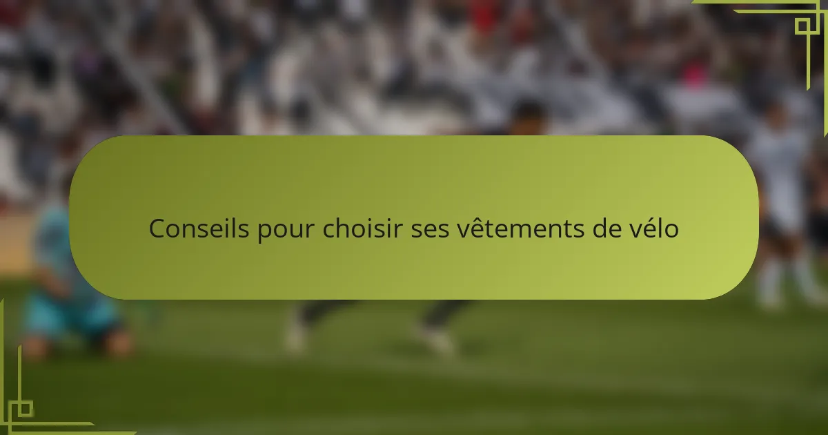 Conseils pour choisir ses vêtements de vélo