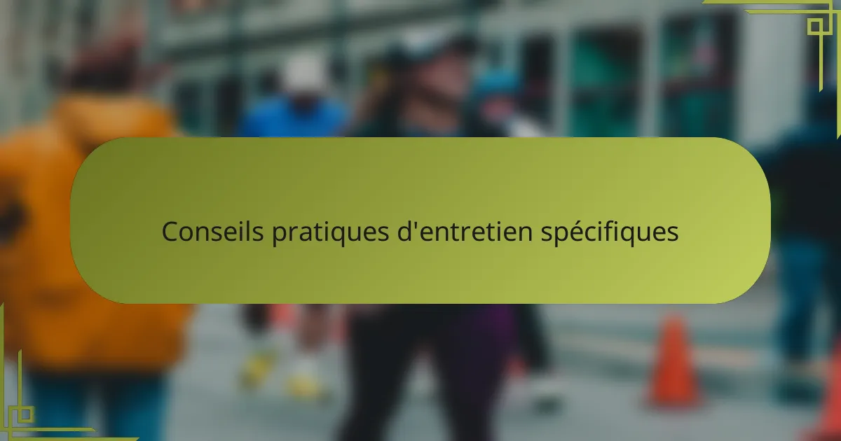 Conseils pratiques d'entretien spécifiques