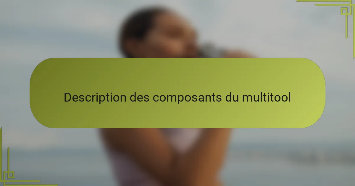 Description des composants du multitool