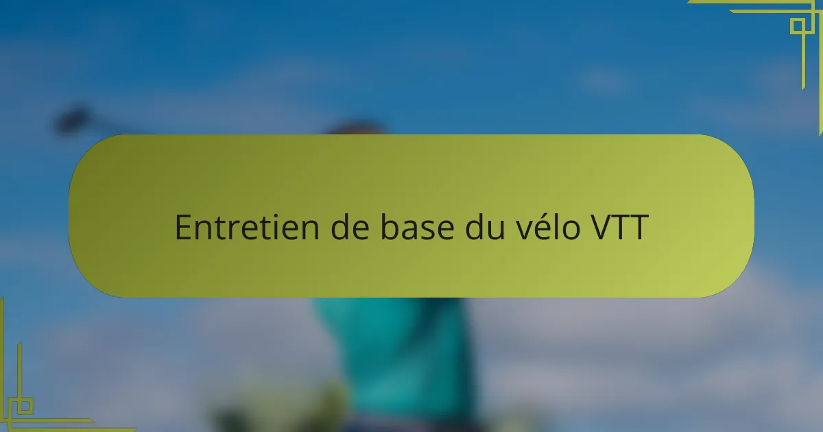 Entretien de base du vélo VTT