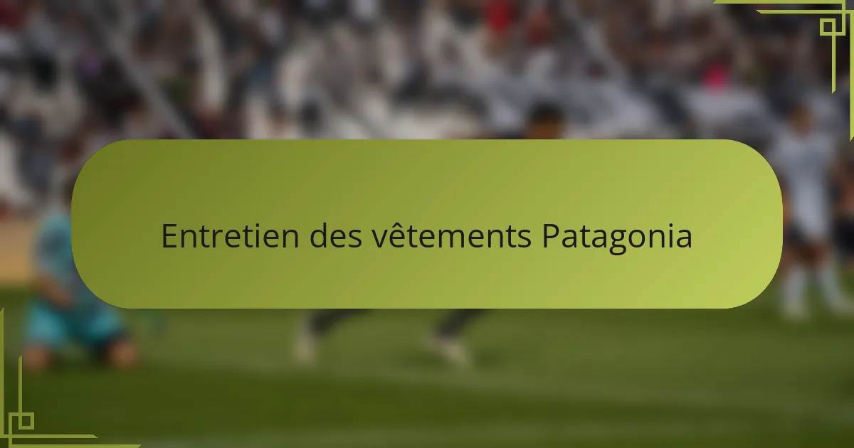 Entretien des vêtements Patagonia