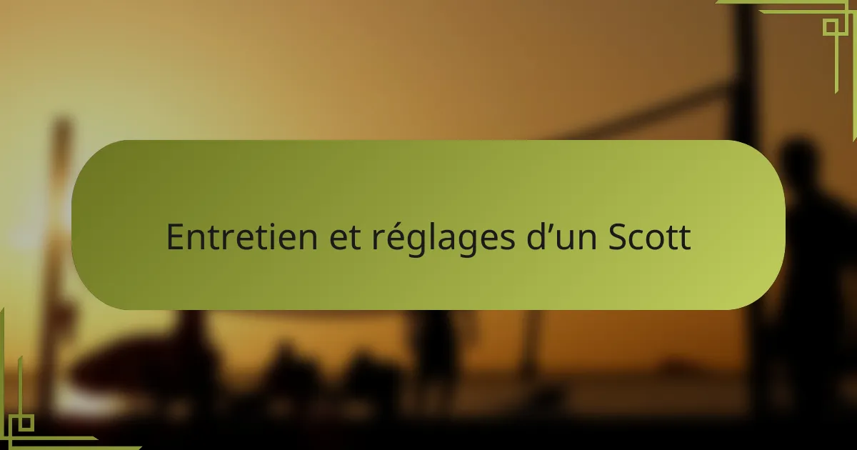 Entretien et réglages d’un Scott