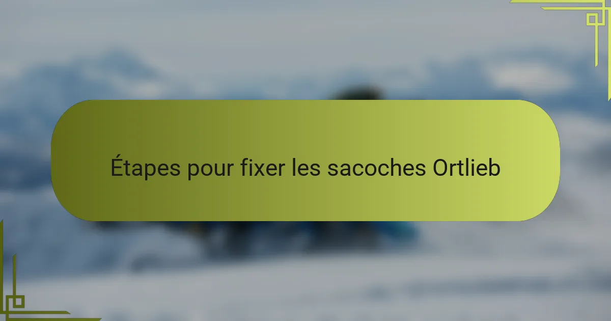 Étapes pour fixer les sacoches Ortlieb