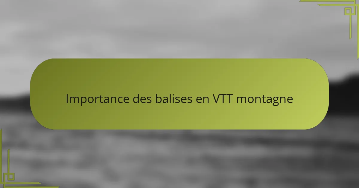 Importance des balises en VTT montagne