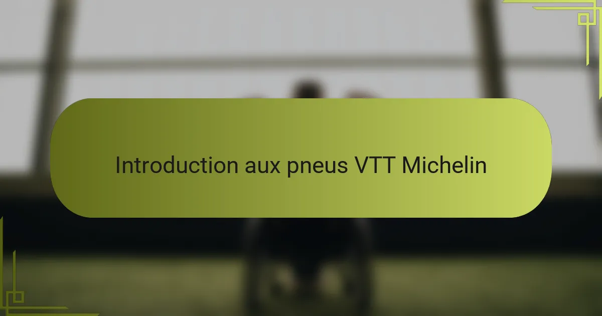 Introduction aux pneus VTT Michelin