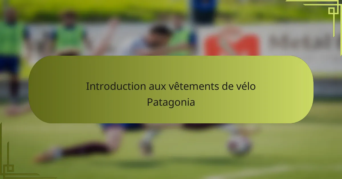 Introduction aux vêtements de vélo Patagonia
