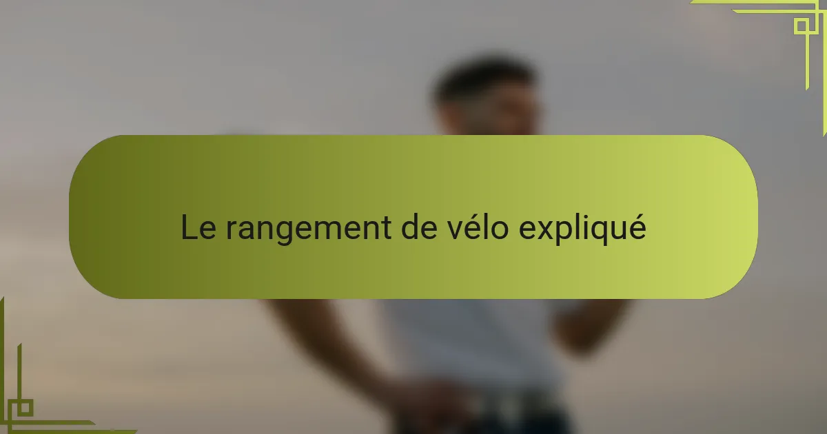 Le rangement de vélo expliqué