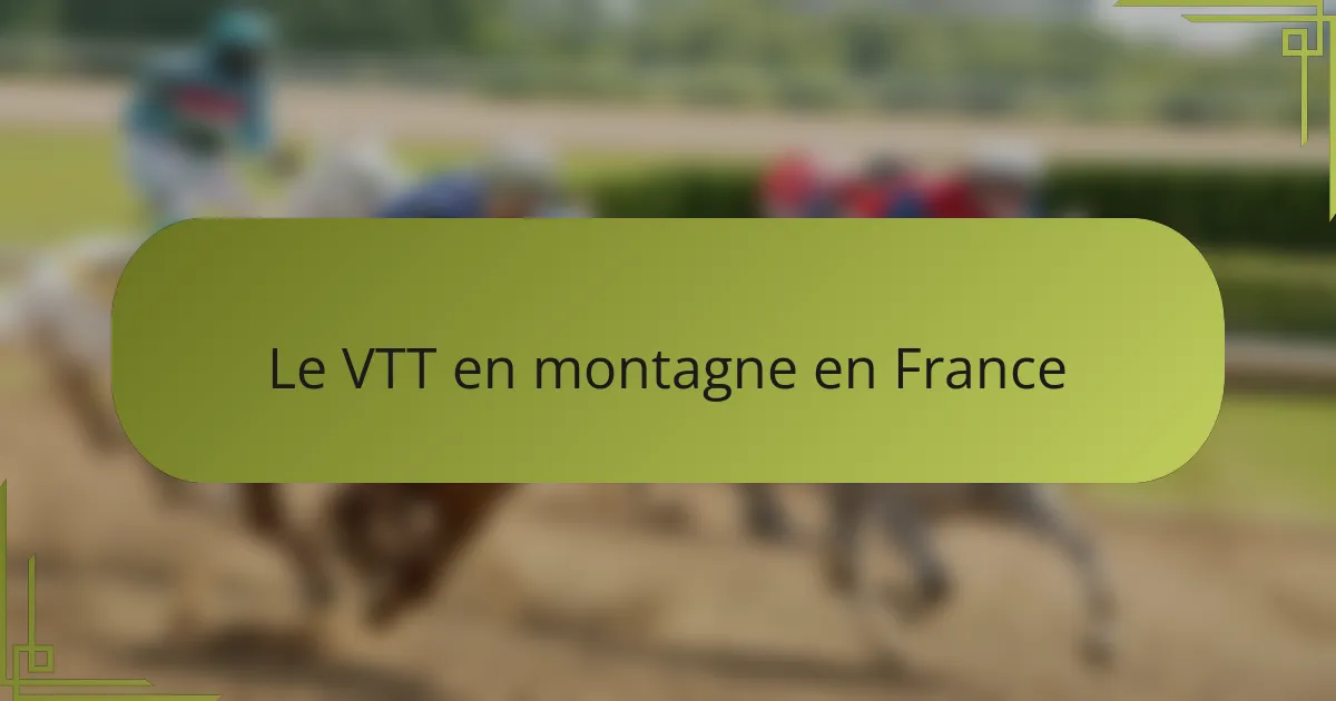 Le VTT en montagne en France