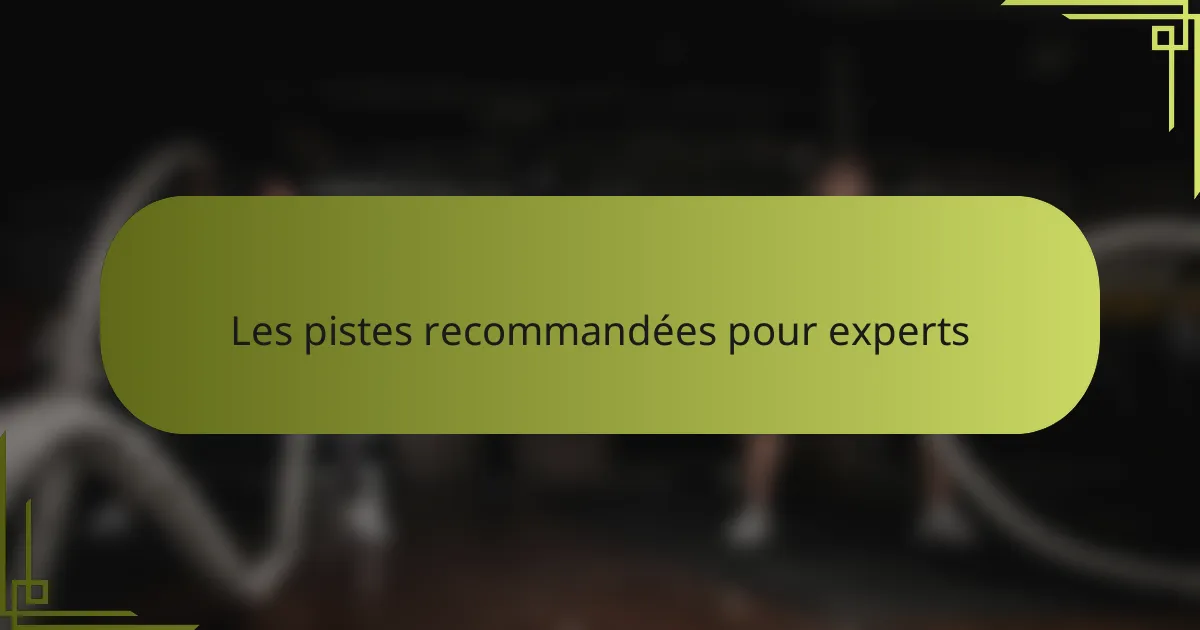Les pistes recommandées pour experts