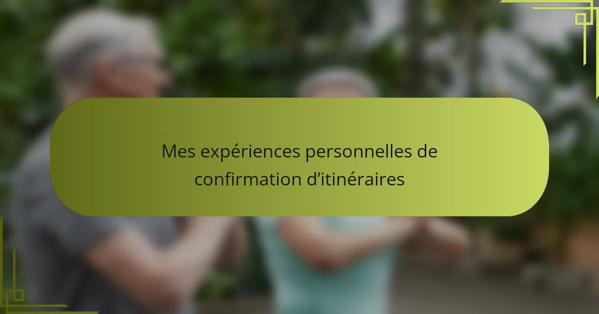 Mes expériences personnelles de confirmation d’itinéraires