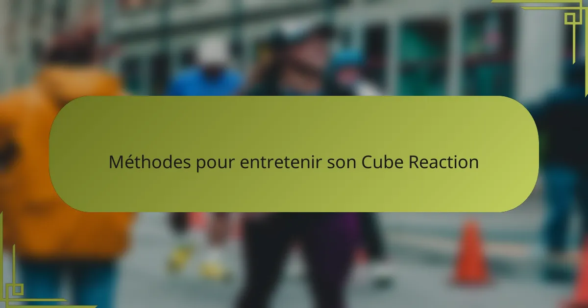 Méthodes pour entretenir son Cube Reaction