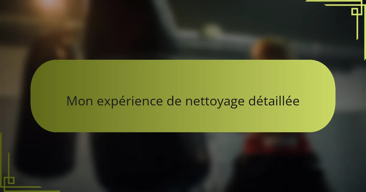 Mon expérience de nettoyage détaillée