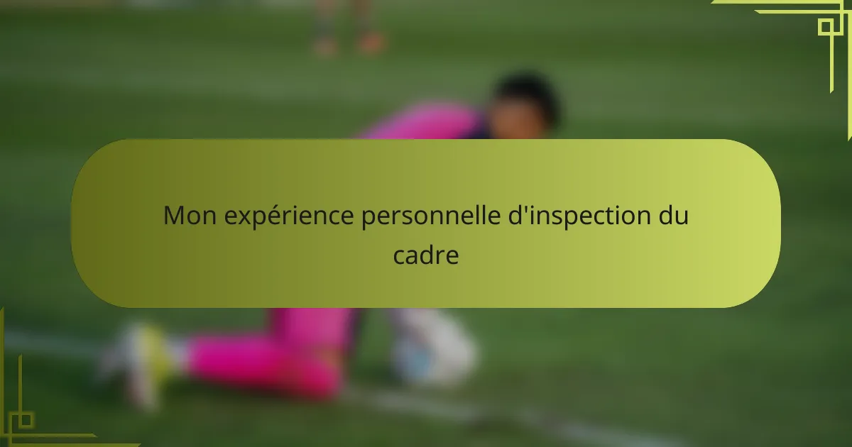 Mon expérience personnelle d'inspection du cadre