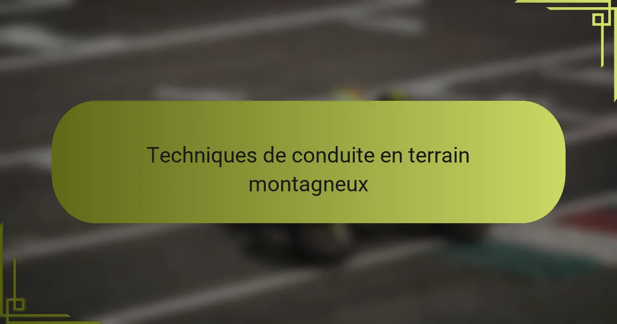 Techniques de conduite en terrain montagneux