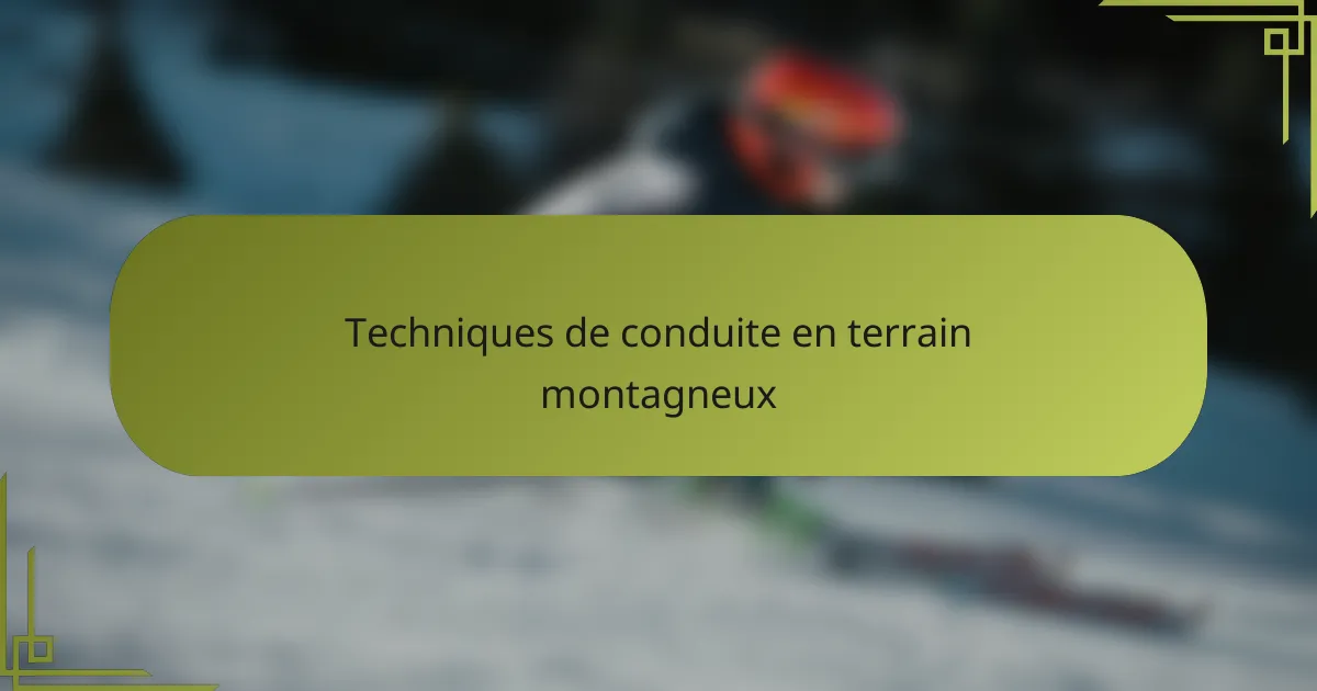 Techniques de conduite en terrain montagneux