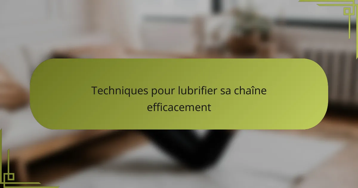 Techniques pour lubrifier sa chaîne efficacement