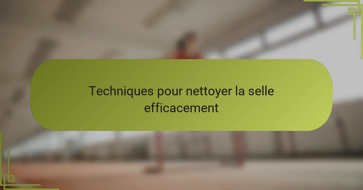 Techniques pour nettoyer la selle efficacement